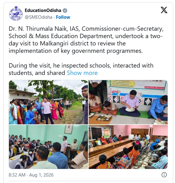 School & Mass Education Secretary Reviews Welfare, Education Initiatives During Two-Day Malkangiri Visit